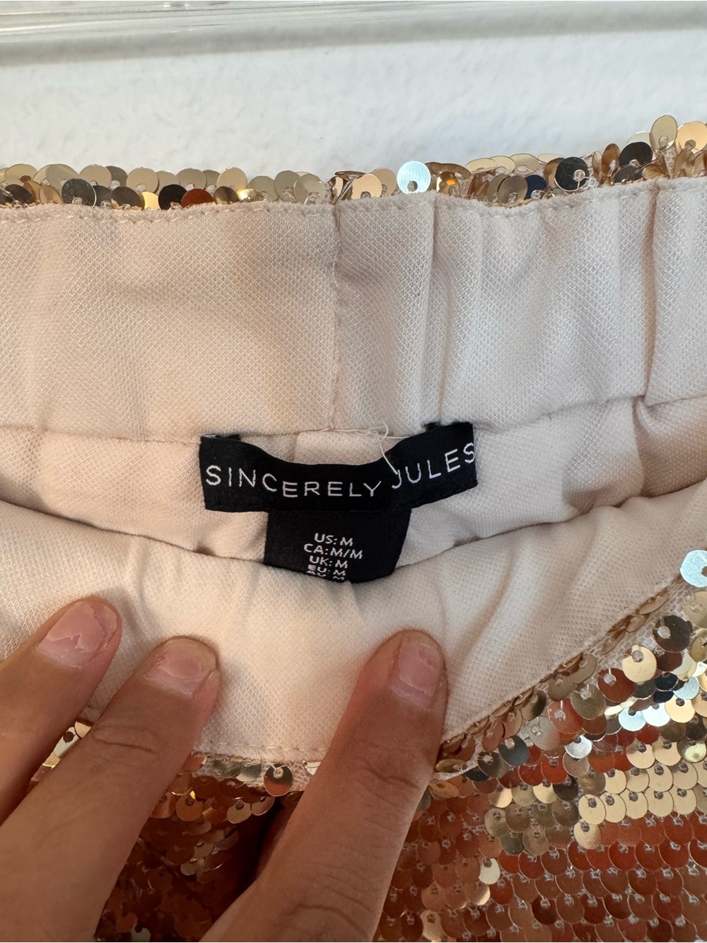 Sincerely Jules Gold Sequin Women’s Shorts - Picture 2 of 6